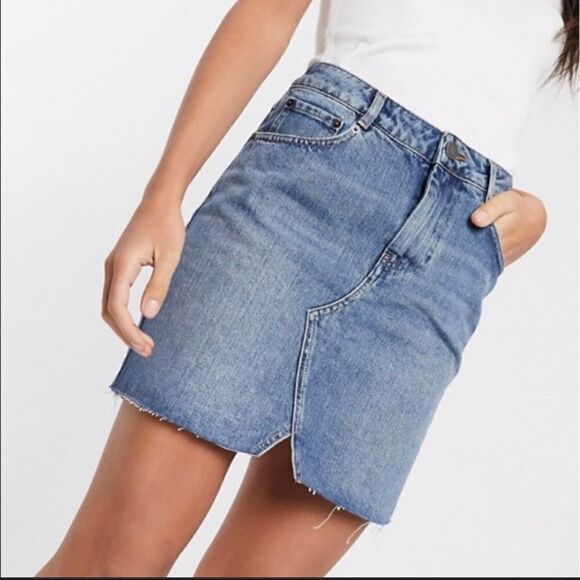 ASOS Denim Mini Split Hem Skirt - Picture 1 of 12